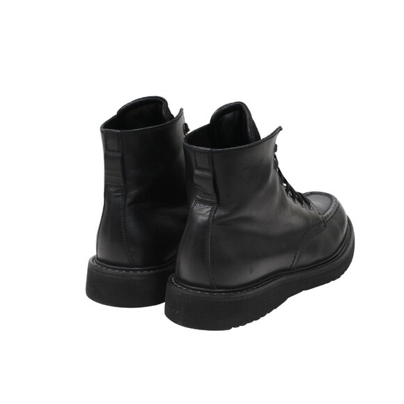 Prada Men Combat Half Boots Sz US 8.5 UK 7.5 Black Leather Square Toe Lace Up main image 5